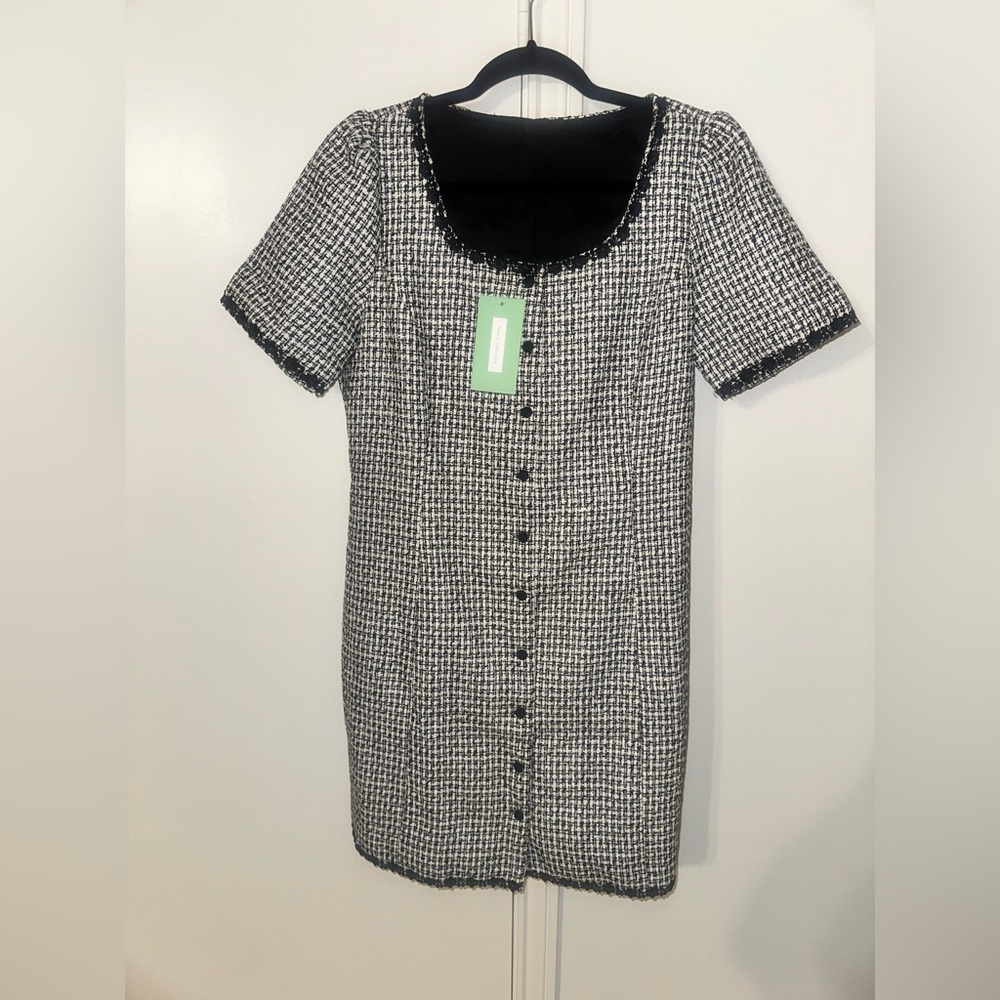Chic Black and White Tweed Dress